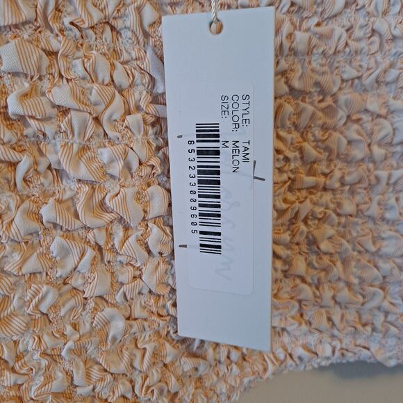 Petersyn Tami Melon Color Striped Smocked Top - Size M - Picture 12 of 12